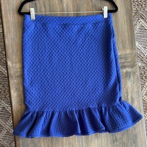 Anthropologie Royal Blue Textured Pencil Skirt with Flared Hen